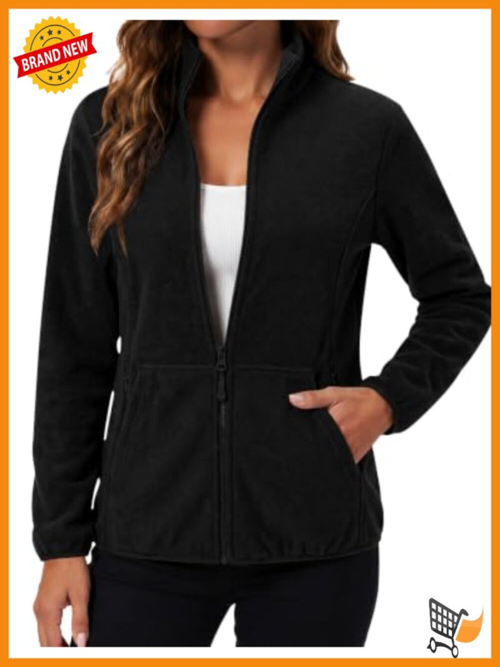 Women's Fleece Zip Jacket 6 Pockets Full-Zip Lightweight Outdoor